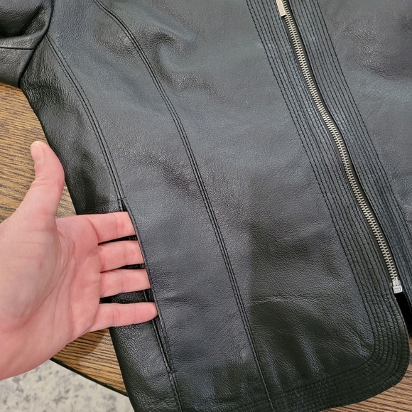 Kim Rogers Black Geniune Leather Zip-Up Jacket Size Women's Small - Picture 9 of 11